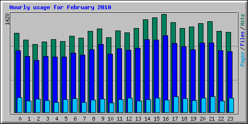 Hourly usage for February 2010